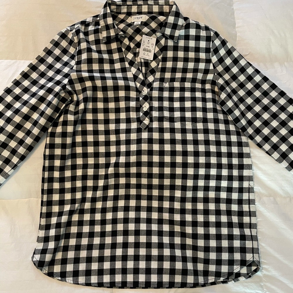 Black and white plaid shirt from J. Crew.